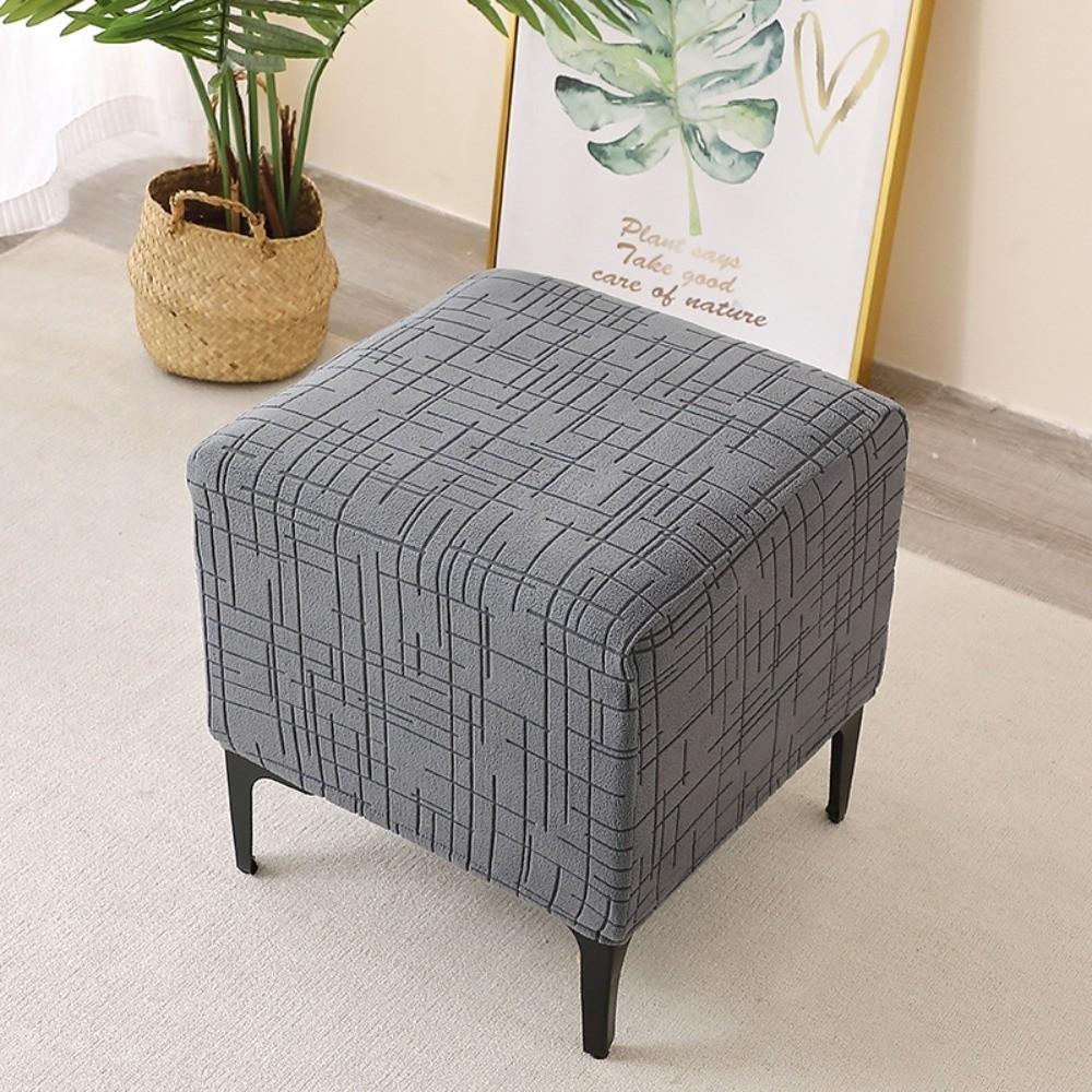 New Elastic Jacquard Ottoman Cover Solid Color Soft Square Stool Cover T-Shape Footstool Case Home Decor
