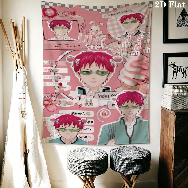 The Disastrous Life of Saiki K Wall Tapestry Aesthetic Wall Hanging Printed Fabric Blanket Decorative Tapestries for Bedroom Living Room Home Decor