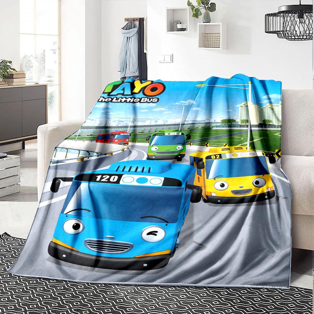 Coperta in Flanella con Stampa di Tayo il Piccolo Autobus Alta Qualità Calda Confortevole Coperta per Tutte le Stagioni Perfetta per Regali Decorazioni per la Casa