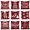 Red Checkered Theme Throw Pillow Cover With Short Plush Print Living Room Sofa Decoration Cushion Cover Pillow Covers Decorative
