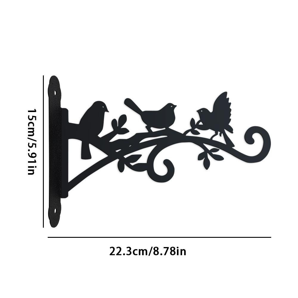 Wall-Mounted Plant Hanger with Bird & Leaf Design - Heavy-Duty, Easy-to-Install Hook for Outdoor Flower Baskets