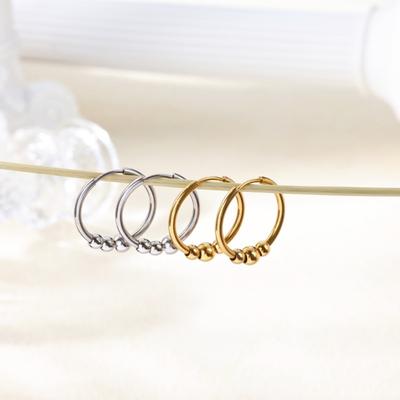 Premium Simplicity Titanium Steel Bead Earrings Women's Gold Earrings Gold Rotatable Bead Earrings
