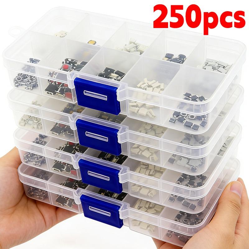 100/250pcs Tactile Push Button Switch 10 Types Remote Control Button Switches Microswitch Car Keypad Momentary Keys Buttons