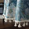 Yarn-Dyed Large Blue Floral Tassel Table Cloth American Style Oil Painting Household Circular Tablecloth Tea Table Cover Towel