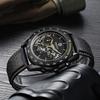 Herren-Chronograph Fliegeruhr Edelstahlarmband Quarz-Armbanduhr Datum Rechenschieber-Lünette Täglich Wasserdicht Business Sport