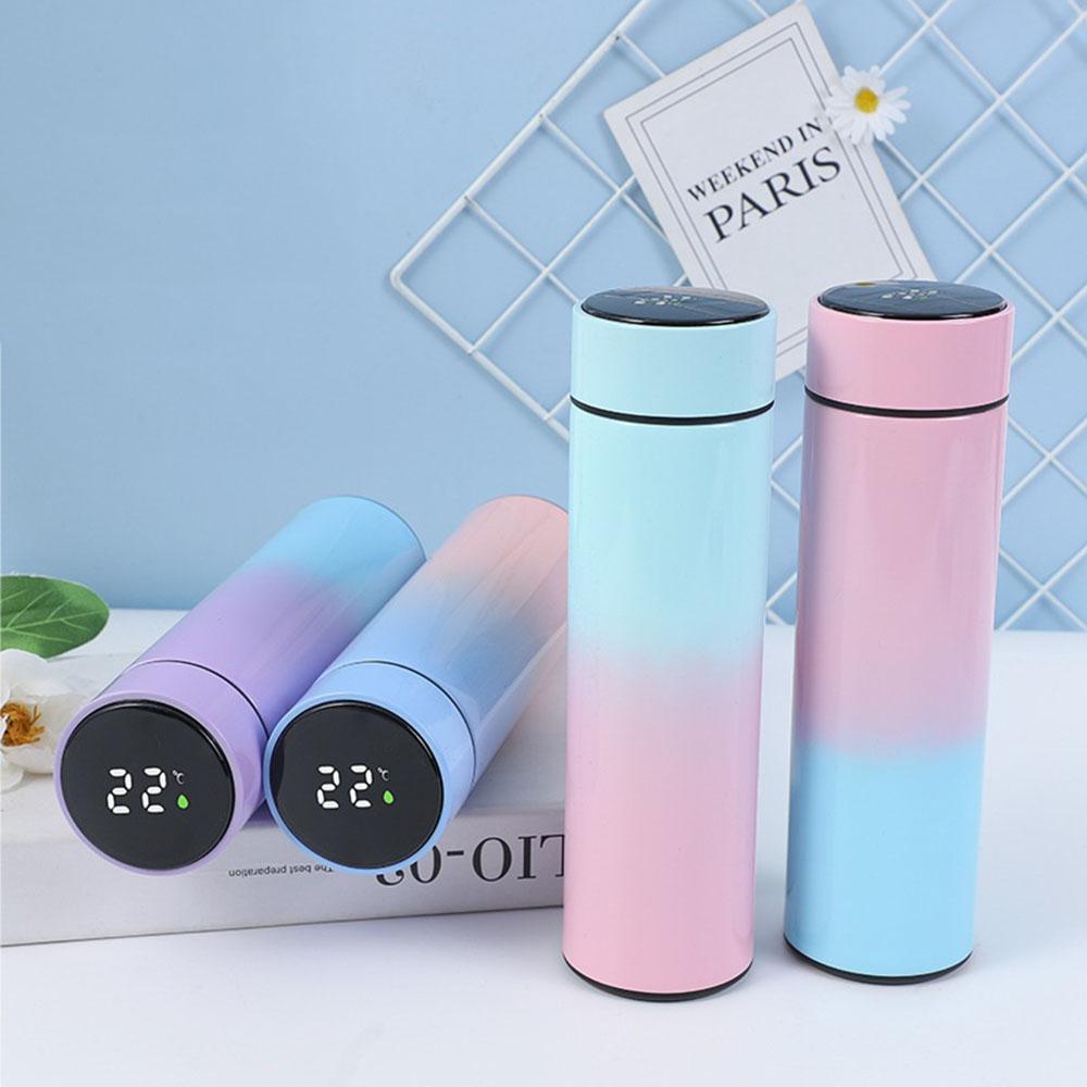 500ML Gradient Water Bottle Smart Insulation Cup Stainless Steel Thermal Cup Thermos for Travel Drinkware Car Cup Coffee Mug