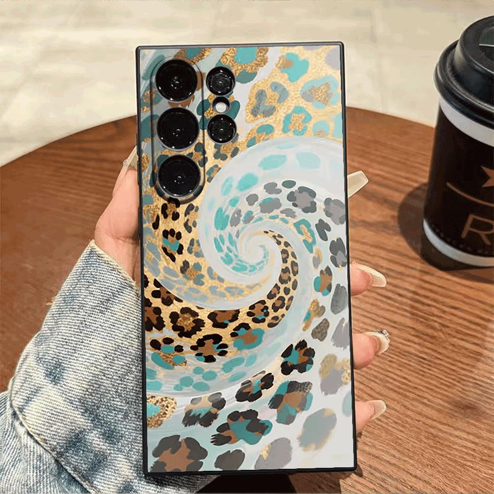 Swirling Leopard Print Pattern Case for Samsung Galaxy S25 S24 Ultra S23 S22 S21 S20 FE Plus Soft TPU Slim Fit Shockproof Cover