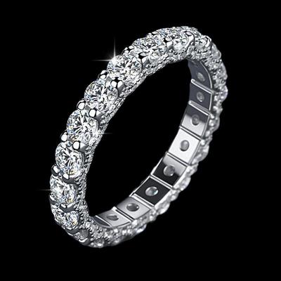 Anello Pavé da Donna in Argento Sterling S925 con Fila di Diamanti - Anello Moda di Lusso Leggero