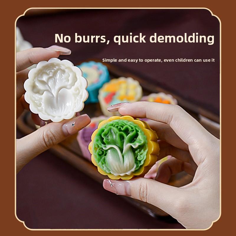 New Mid-Autumn Festival Ice Skin Mooncake Molds, Hand-pressed Embossed Mung Bean Cake Molds, and Household Baking Pastry Molds