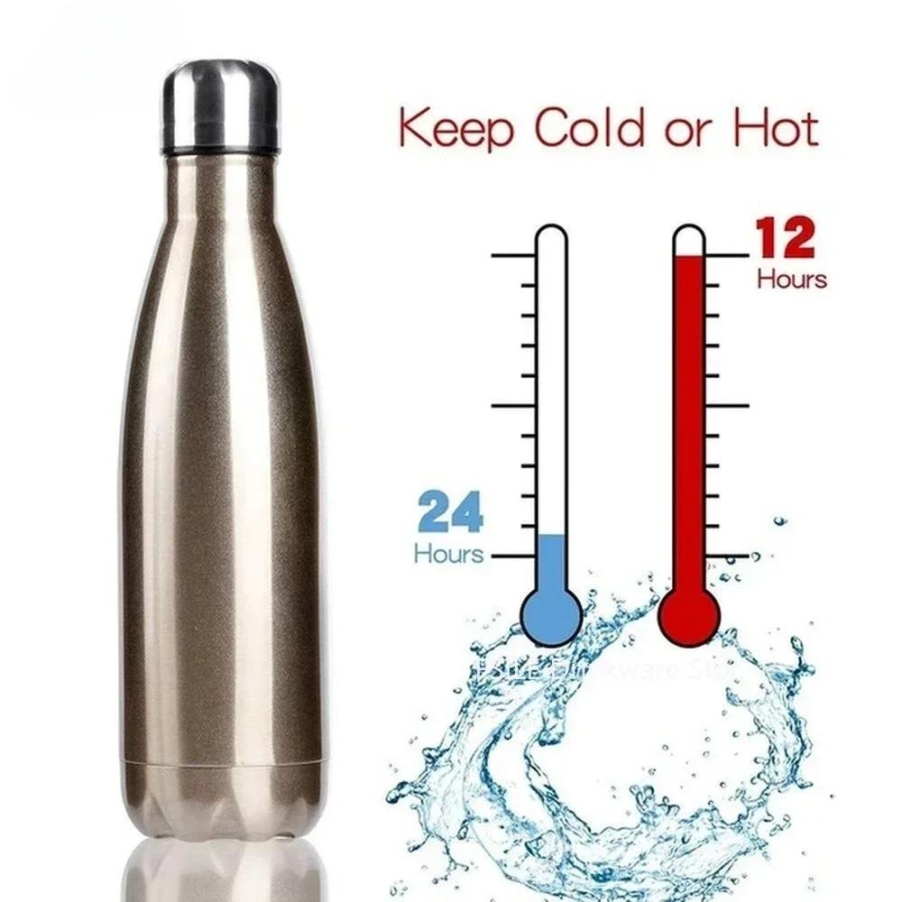 350/500/750/1000ml 304 Stainless Steel Vacuum Flask Double Wall Water Bottle Leak-proof Thermos Bottle Sports Fitness Bottle