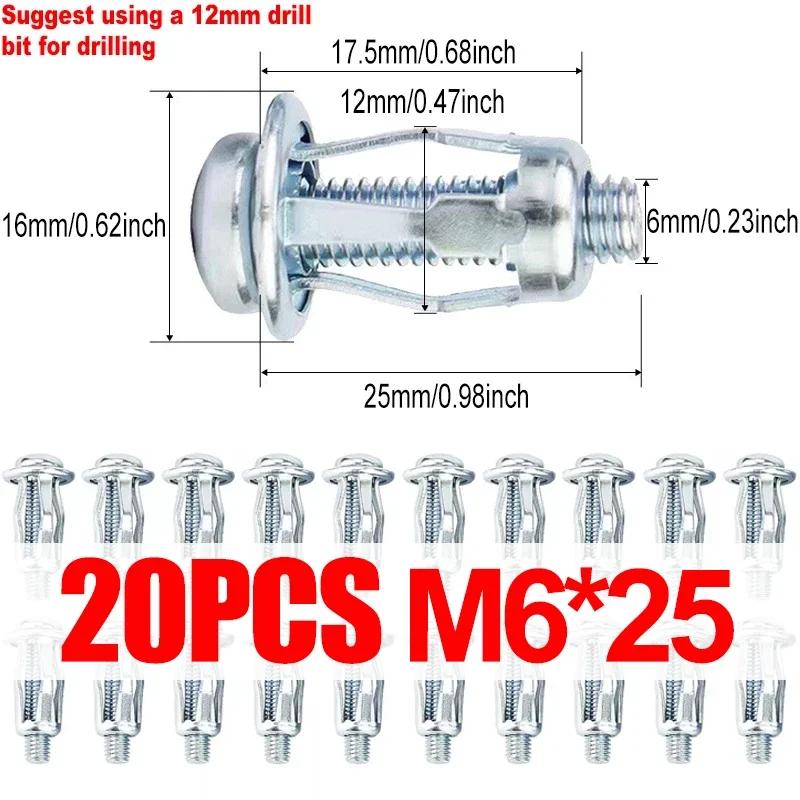 20/40PCS Jack Nuts Screw Petal Screw Anchors Expansion Plugs for Curtain Expansion Clamp Rivet Lock Bolt Jack Nut Bolt Fasteners