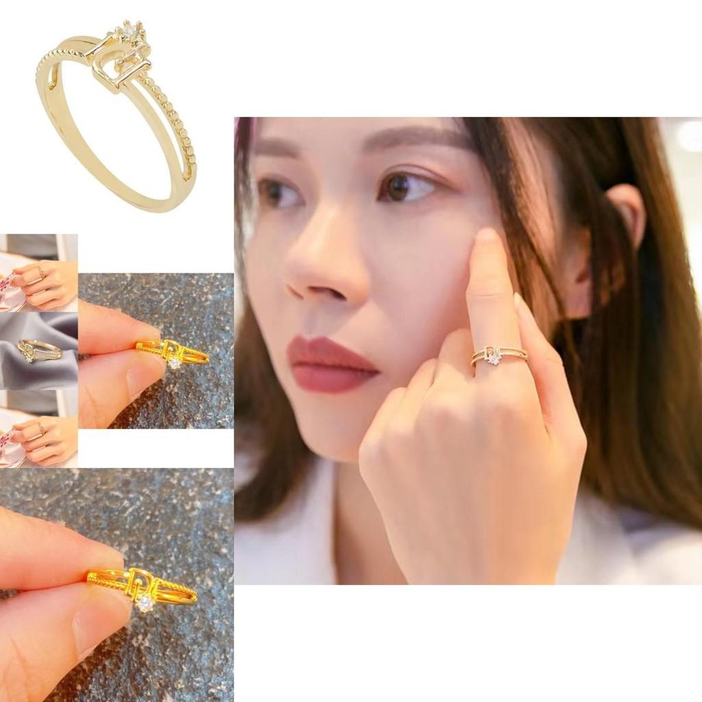 Contemporary Adjustable D-shaped Rhinestone Ring For Women Perfect For Special Occasions