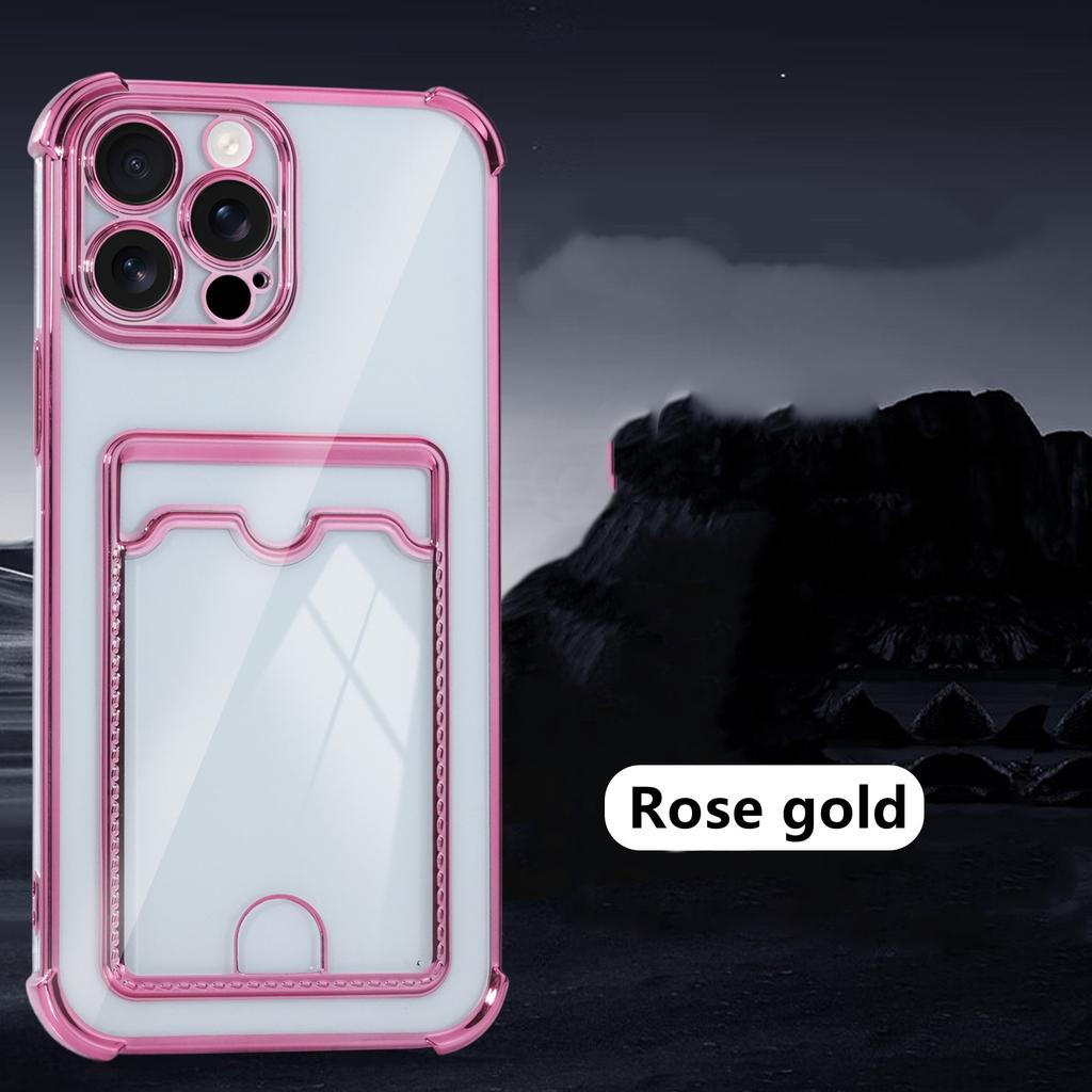 Miękkie przezroczyste etui z miejscem na karty do iPhone 17 16 15 14 13 12 mini 11 Pro X XR Xs Max 7 8 Plus 16e Odporne na wstrząsy etui