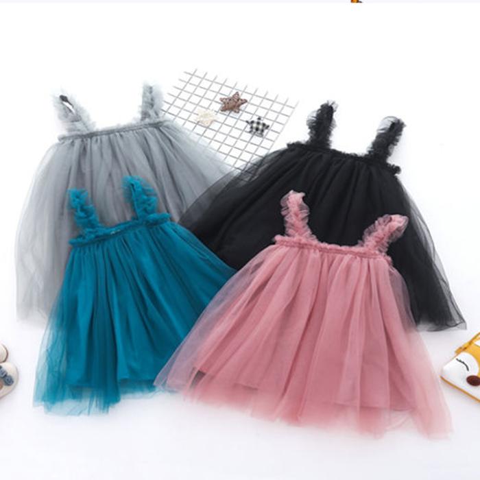 Kinderkleid Frühling Sommer Träger Kinderkleidung Baby Mädchen Kleidung Garn Ärmelloses Kleid Mädchen