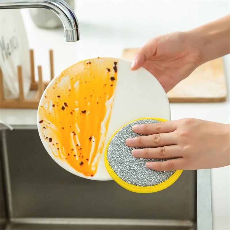 Double Side Dishwashing Sponge Household Cleaning Tools Kitchen Reusable Tableware Dish Washing Brush
