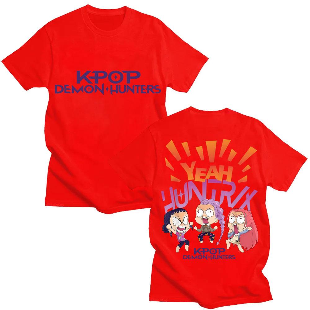 T-shirt K-pop Chasseurs de démons Rumi Mira Zpey Homme Femme Drôle Dessin animé Populaire Mode T-shirts Amples Coton Y2K T-shirts Streetwear