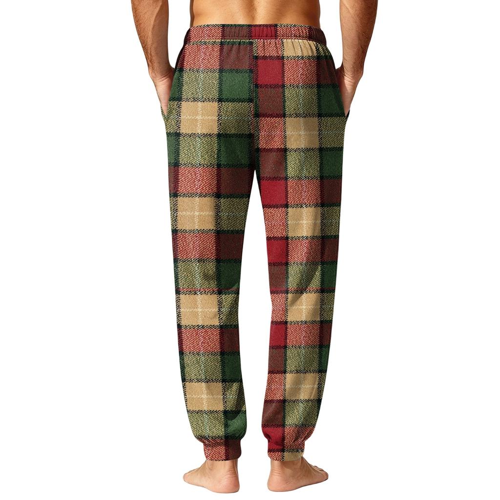 Men's Christmas Printed Thermal Pajama Pants for Fall Winter
