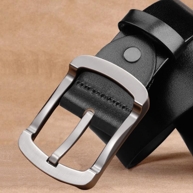 Men's Genuine Leather Belt 3.8 Wide-needle Buckle Belt