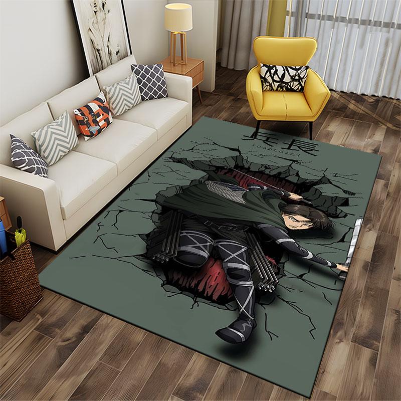 Anime Warrior with Sword Design suitable as a non-slip mat for the living room or bedroom sofa