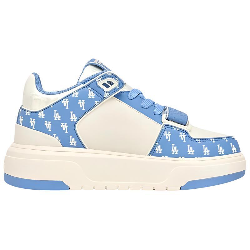 MLB Chunky Liner Basic Anti Slip Wear Resistant Mid Top Skateboard Shoes Unisex Blue White Sneakers 3ASXLM13N-07CBL