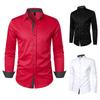 Men's Shirts New Slim Business Men's Polka Dot Colour Blocking Casual Long-sleeved Shirt
