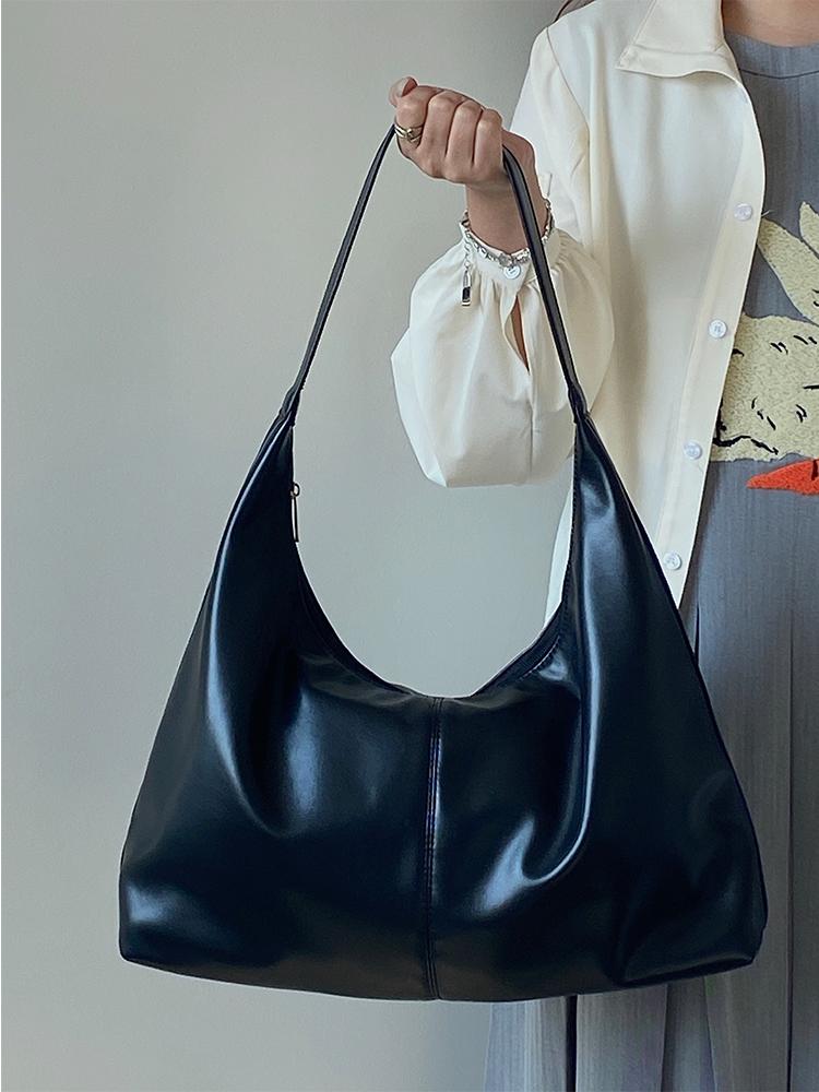 Soft Pu Leather Women's Shoulder Bags Solid Color Design Ladies Handbags Daily Commute Bag Female Tote Underarm Bag Large Purses