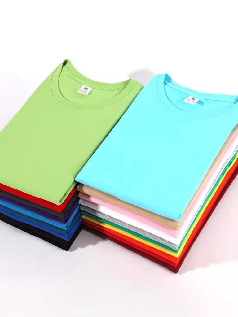 T-shirt da Uomo Girocollo Manica Corta 180g Cotone - Colore Unico Bianca per Stampa Logo Fai-da-te