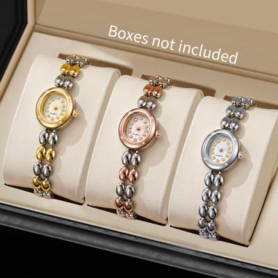3Pcs Women's Watch Simple Fashion Small Dial Elegant Light Luxury Small Quartz Bracelet Watch ( Box Not Included )