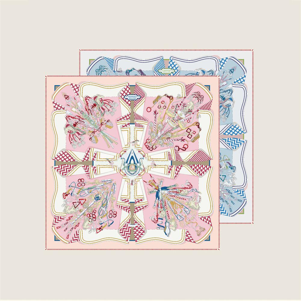 New Style Curled Twill Silk Scarf Women Fashion Double Side Printed Square Scarves Wraps Echarpes Foulards Femme Hijab 70CM