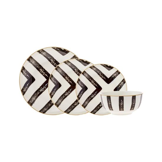 Black Blush Porcelain 24 Piece Dinner Set for 6 Persons, 100% Porcelain