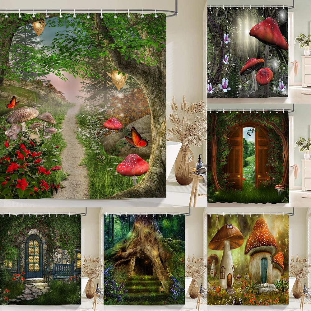Home Shower Curtains For Bathroom Waterproof Fabric Fairy Tale Forest Cartoon Children Bathroom Curtains Shower Curtain