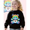 European Sizes Kids Rainbow Bear: A Colorful and Cute Illustration Print Long Sleeve Crewneck Sweatshirt - Soft Casual Pullover Top