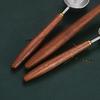 Stainless Steel Wood Handle Coffee Measuring Spoon Walnut Wood Long Handle Coffee Spoons Ice Cream Scoop Baking Dessert Utensils