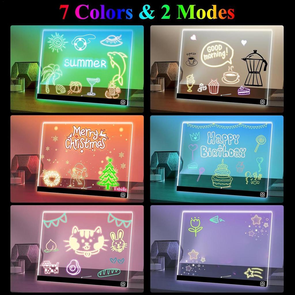 Led Note Board 7 Colors Dry Erase Touch Control Painting Toys Led Light Board For Kids Night Light Home Offices School Holiday