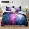 Starry Sky Polyester Duvet Cover Set King Size White Star Colourful Galaxy Starry Space Nebula Abstract Cosmos For Boy Girl Kids