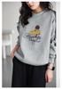 2025 Autumn Women's Cotton Round Neck Printed Casual Loose Slimming Long Sleeve Hoodie Top