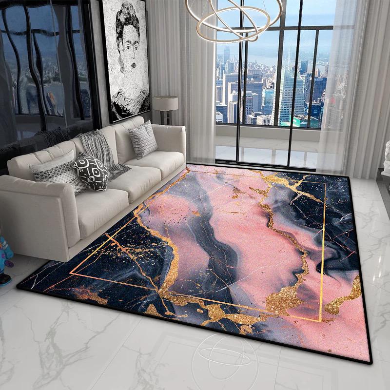 Abstract Marble Style Living Room Carpet Light Luxury Decoration Bedroom Bedroom Plush Rug Home Cloakroom Non-slip Door Mat Soft