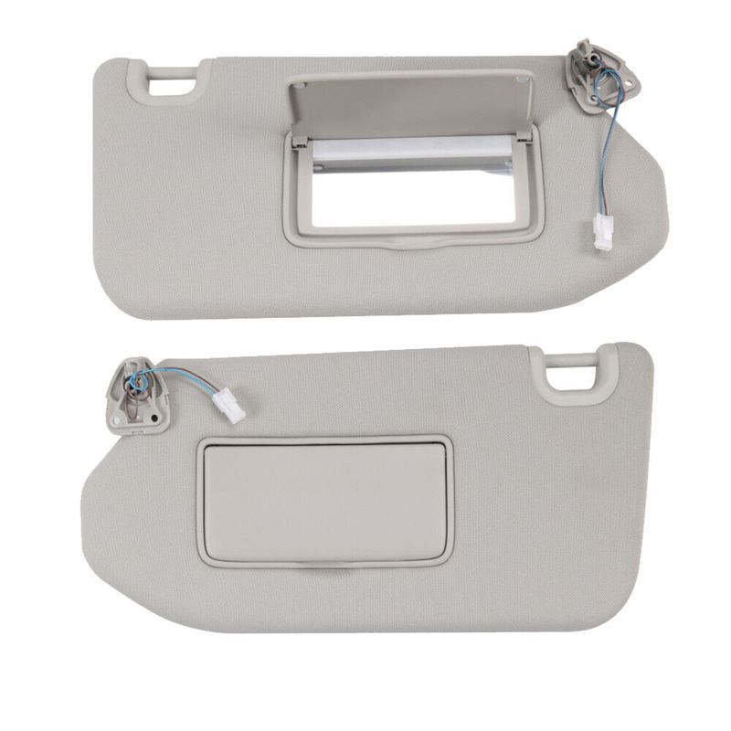 Powerful 2PCS Gray Sun Visor With Lamp For 2013-2018 Pathfinder, 2014-2017 Infiniti QX60 96400-9PB0A, 96401-9PB0A Replacement Ac