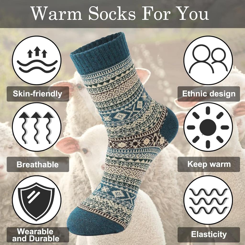 5 pairs, winter warm and comfortable hiking socks, socks autumn and winter, thermal socks wool socks