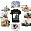 NYC Star Print Casual Short Sleeve Tee For Men Women Pure Cotton T-shirt