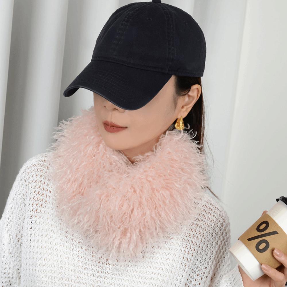 Solid Color Plush Scarf Versatile Neck Protection Scarf Cozy Imitation Wool Scarf For Women