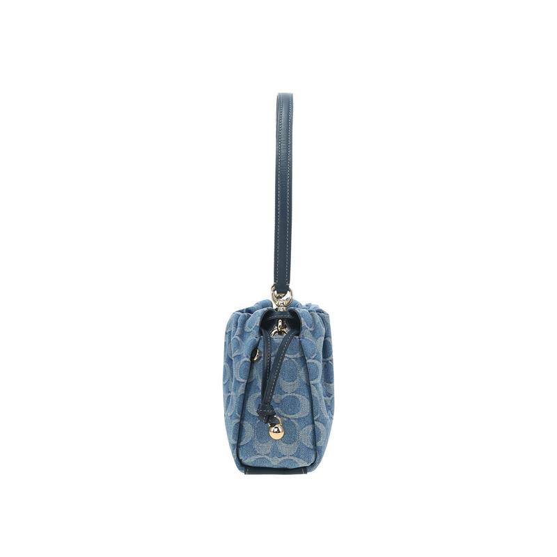 Coach Faye 26 Gold Buckle Denim Presbyopia Cloud Bag Fabric Underarm Crossbody Shoulder Bag Medium Women's Blue