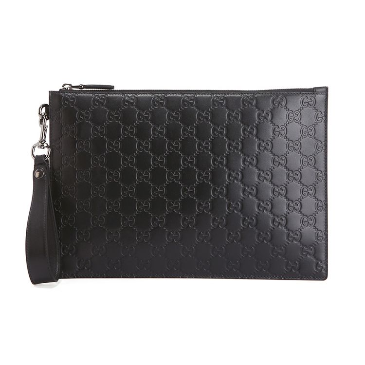 

Gucci Monogram Logo Embossed Zipper Leather Clutch Men clutch Black 473963-DMT1R-1000 Box(Basic Set+Box)