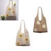 Shoulder Bag For Women Spring Summer Flowers Print Knitted Tote Bag Lightweight Travel Crochet Bag Flower Shopper Bag