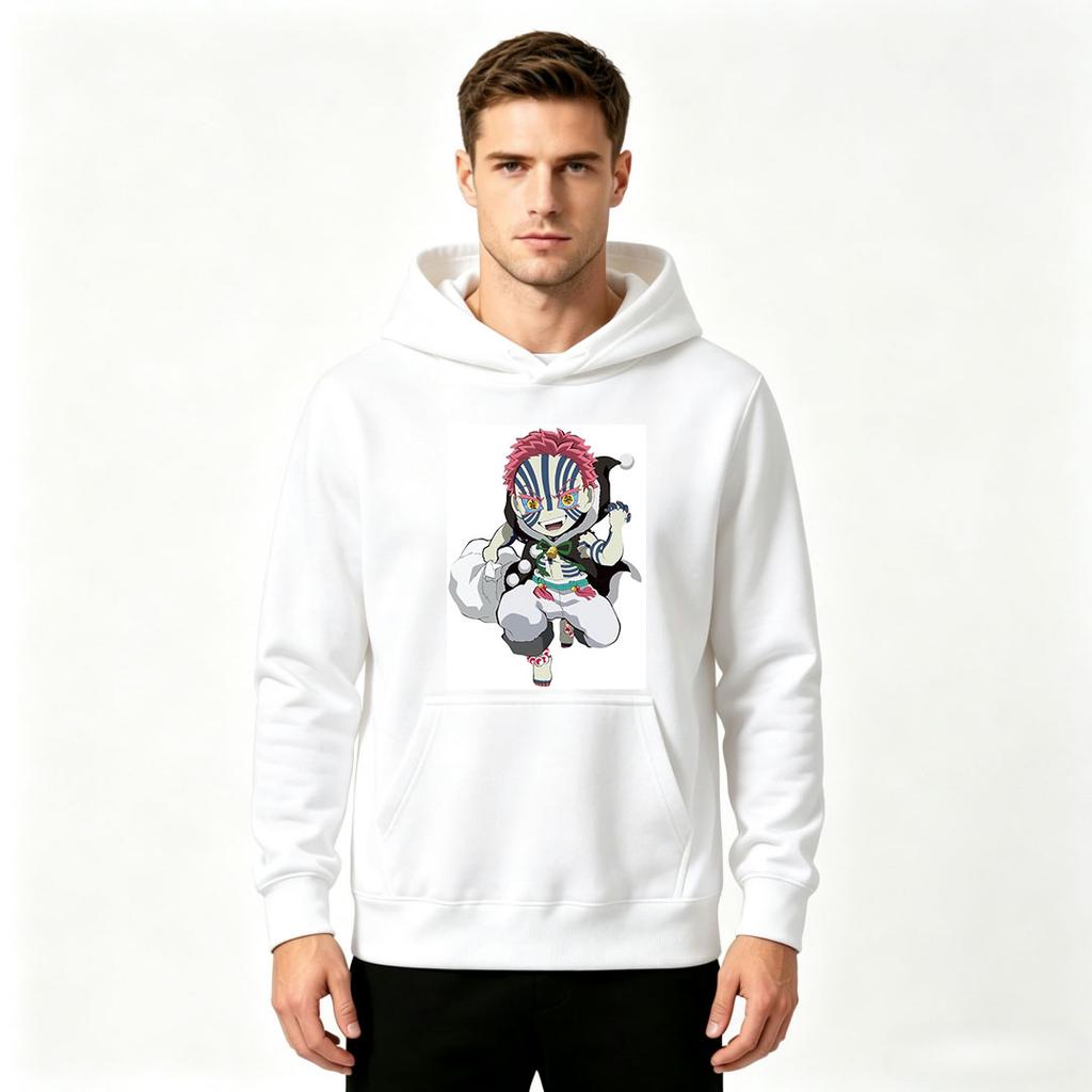 Men Anime Printed Pullover Hoodie Casual Long Sleeve Warm Sweatshirt for Daily Wear