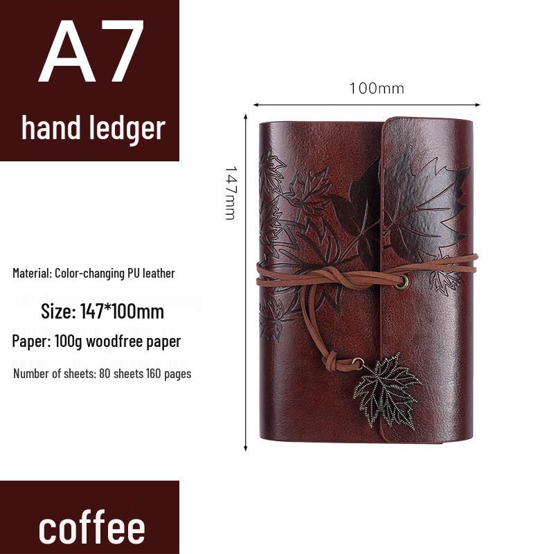 Retro Ribbon Tie Tri-fold Loose-leaf Notebook - Student Travel Notepad & Stamp Book