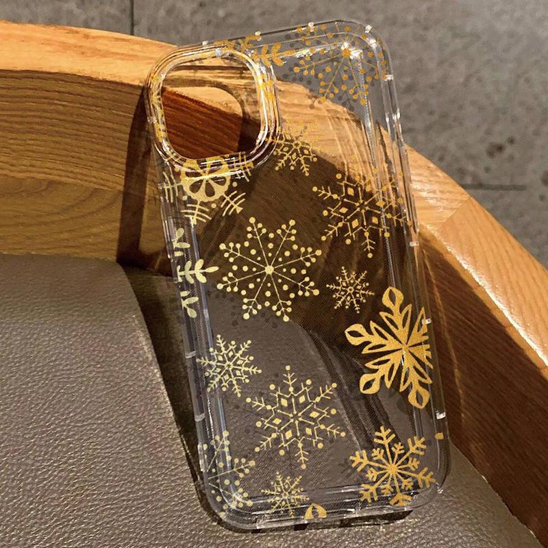 Winter Golden Snowflake Print Clear Phone Case for Xiaomi Mi Poco M6 X6 X3 Pro 5g Poco M6pro 4g Shockproof Soft Silicone Cover