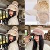 Knit Hat Women Winter Warm Woolen Earmuff Cap With Short Brim For Casual Fashion