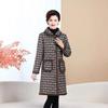 Women's Mid-Length Plaid Cotton Jacket - Maternity & Plus Velvet for Autumn/Winter Warmth, Over-the-Knee Style for Middle-Aged & Elderly