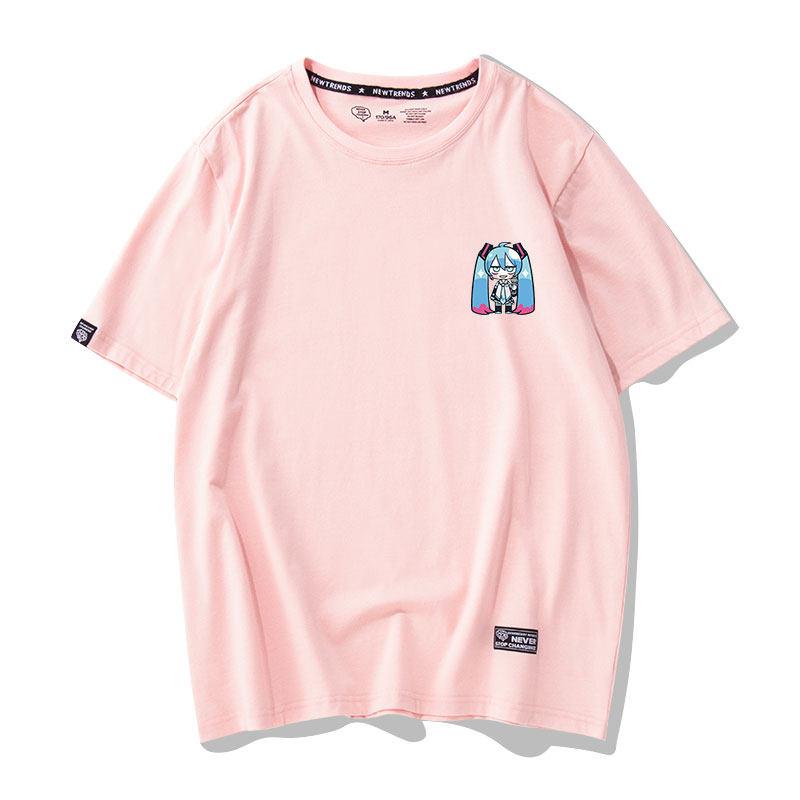 Japanese Anime Anime Cong Niang Hatsune Miku Printed Unisexs and Unisexs Tshirts Hong Kong Style Loose Co Branded Tshirts
